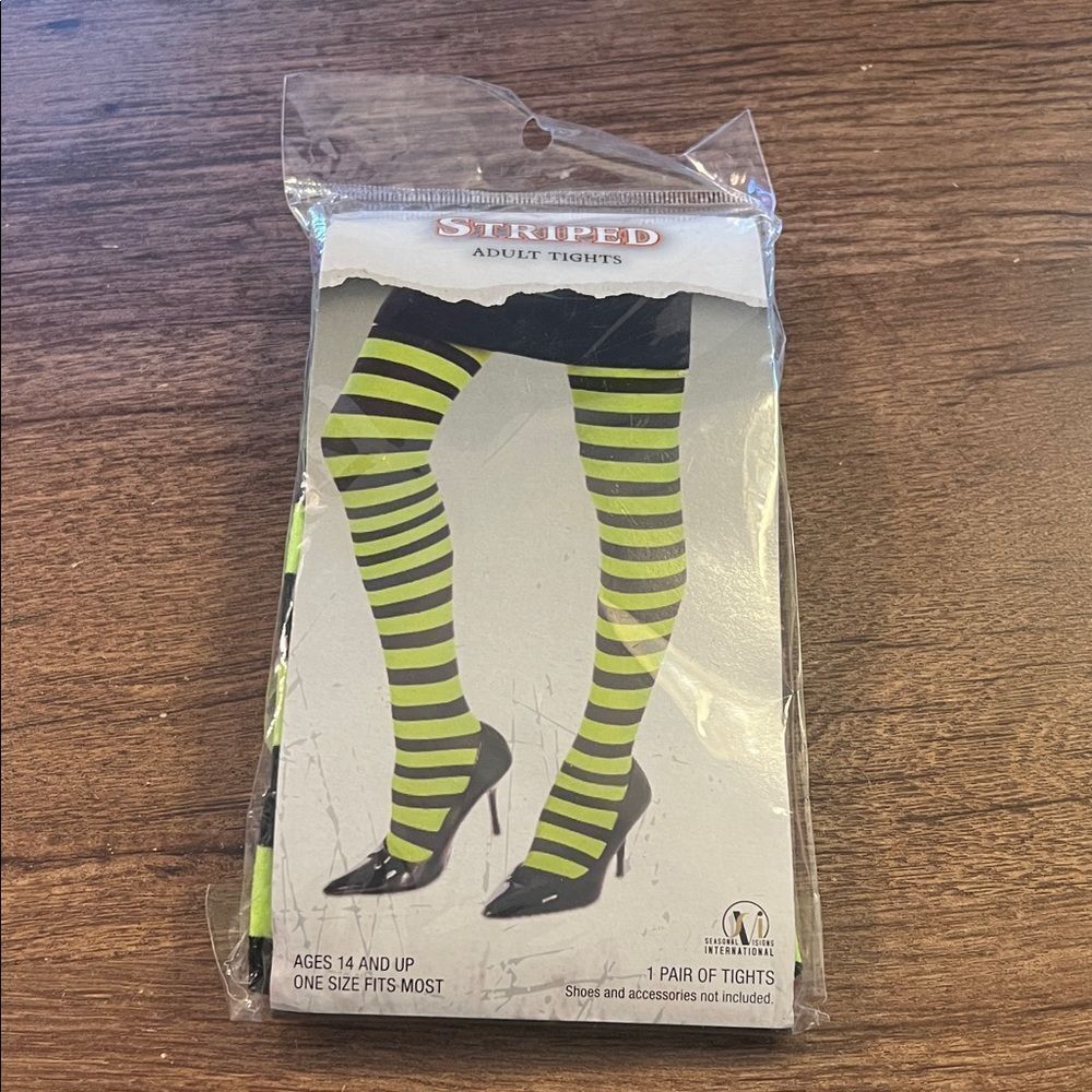 Striped Green and Black Adult Tights